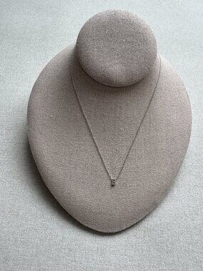 14k White Gold Diamond Initial “B” Pendant Necklace Dainty Minimal Fine Jewelry